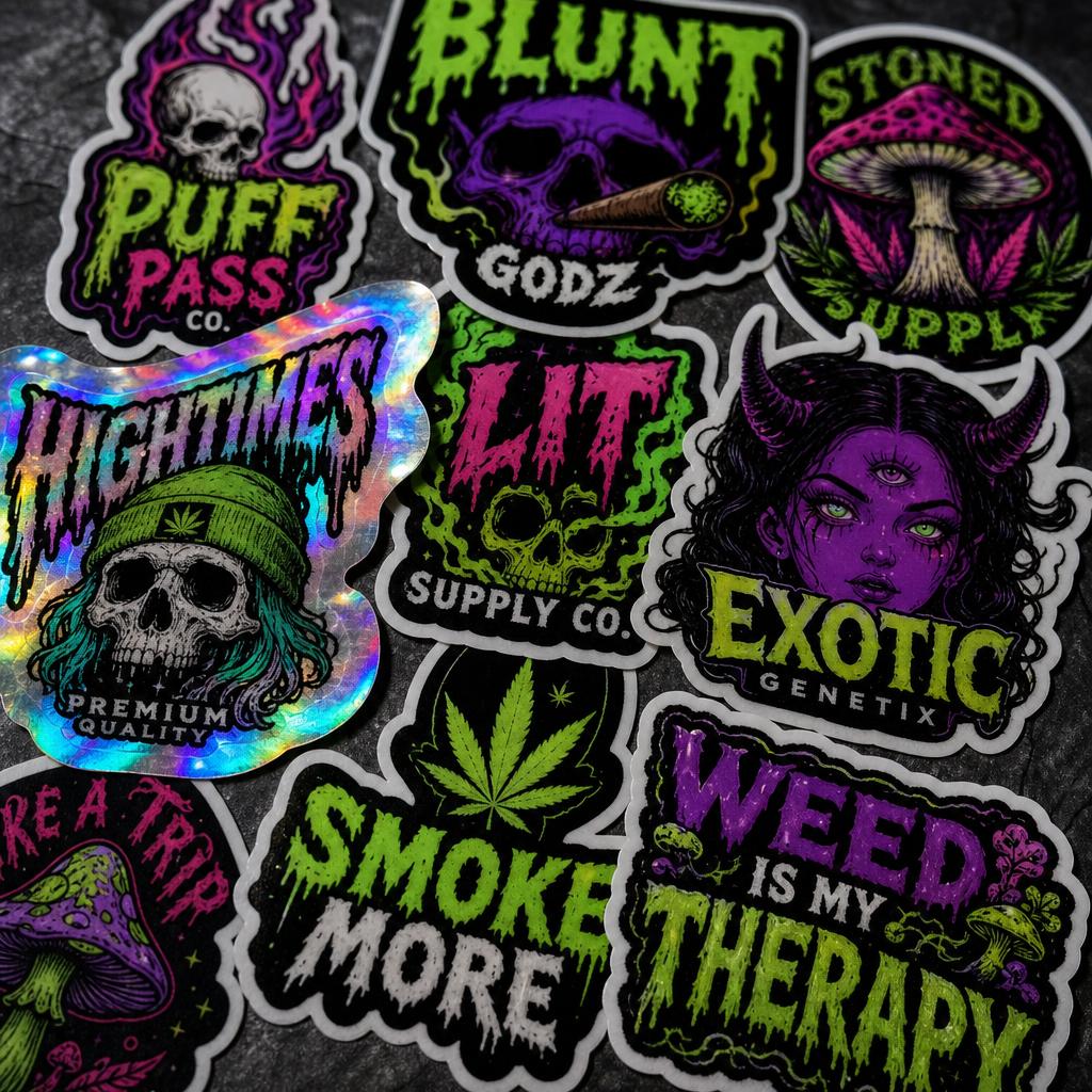 Custom cannabis label and sticker printing example